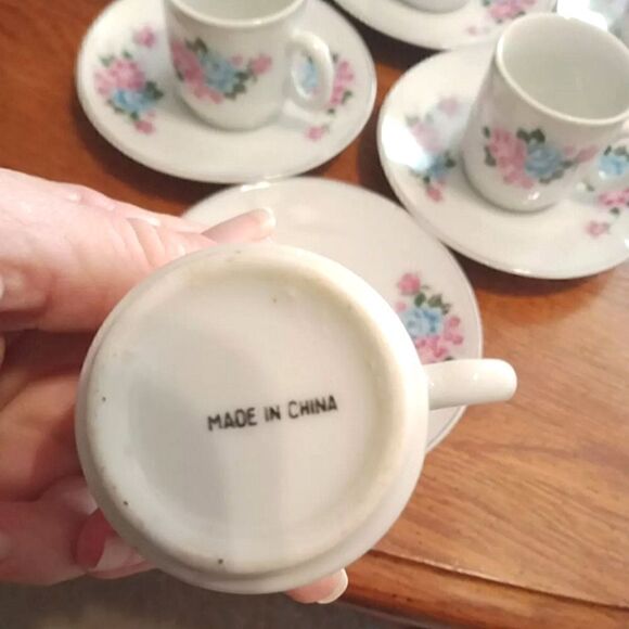 Vintage Children's China Tea Set Of 6 Cups And Saucers. Playset, porcelain - Picture 4 of 5